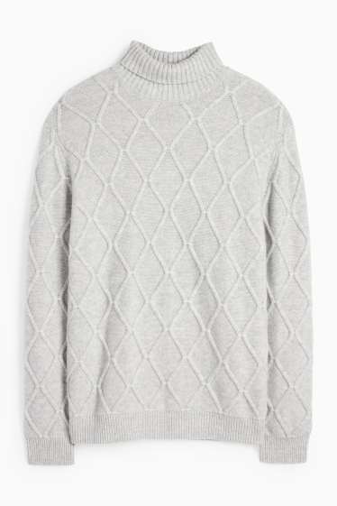 Herren - Rollkragenpullover mit Kaschmir-Anteil - Woll-Mix - hellgrau