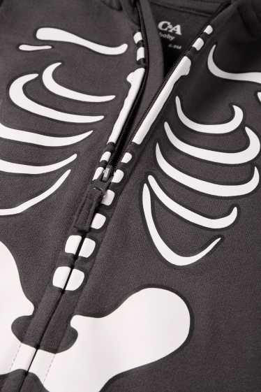 Baby Jungen - Skelett - Halloween-Baby-Overall - dunkelgrau