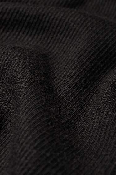 Women - Long sleeve top - slim fit - ribbed - black