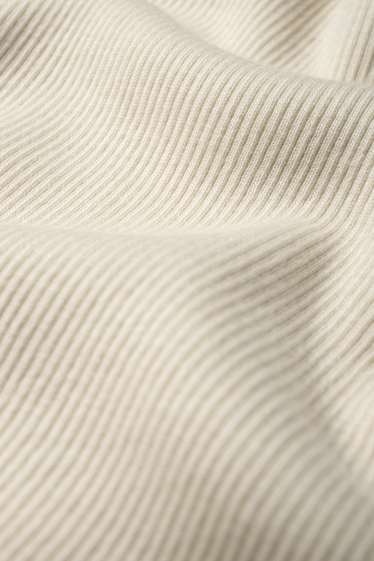 Women - Long sleeve top - slim fit - ribbed - creme