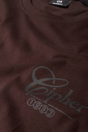 Bărbați - Tricou cu mânecă lungă - relaxed fit - maro închis