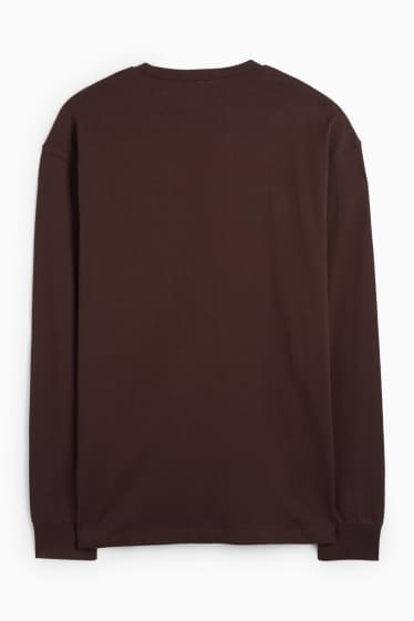 Bărbați - Tricou cu mânecă lungă - relaxed fit - maro închis
