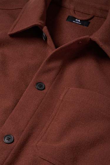 Hommes - Chemise - relaxed fit - col kent - marron