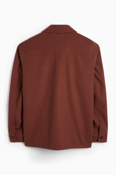 Hommes - Chemise - relaxed fit - col kent - marron