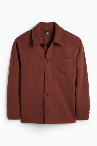 Hommes - Chemise - relaxed fit - col kent - marron