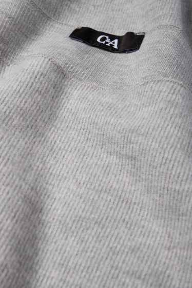 Donna - Maglia a maniche lunghe - regular fit - a coste - grigio chiaro