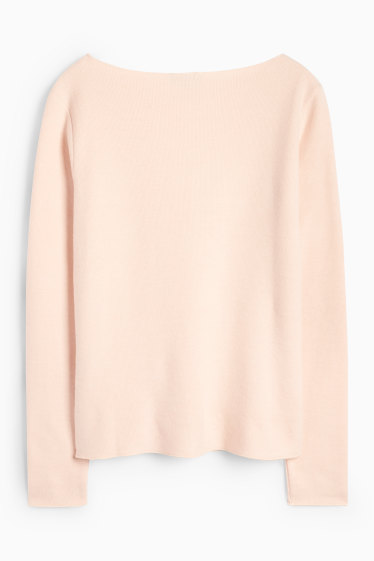Donna - Maglia a maniche lunghe - regular fit - a coste - rosa