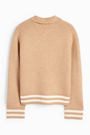 Women - Cardigan - textured - beige