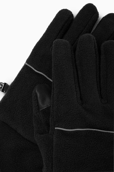 Heren - Touchscreen-handschoenen van fleece - gevoerd - zwart