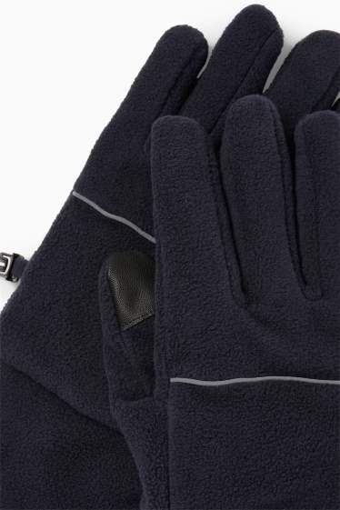 Heren - Touchscreen-handschoenen van fleece - gevoerd - donkerblauw
