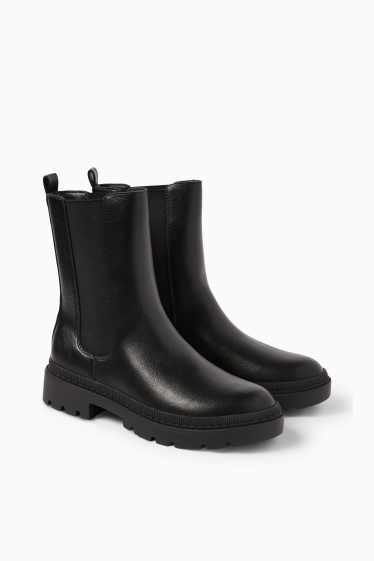 Damen - Chelsea Boots - Lederimitat - schwarz