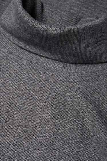 Damen - Rollkragenshirt - gerippt - dunkelgrau
