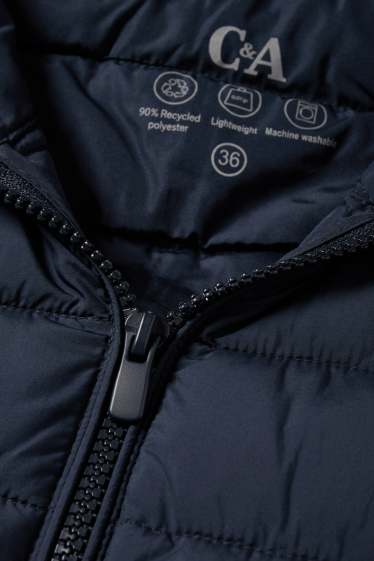 Dames - Gewatteerde bodywarmer met capuchon - donkerblauw