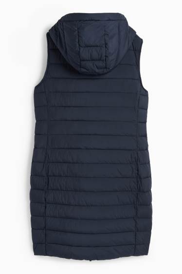 Dames - Gewatteerde bodywarmer met capuchon - donkerblauw