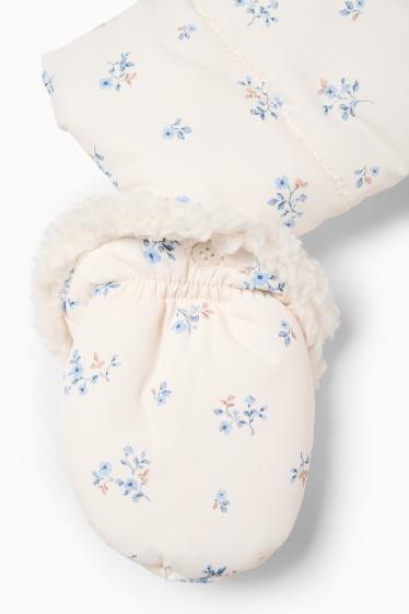 Baby Mädchen - Blümchen - Baby-Schneeanzug mit Kapuze - cremeweiss