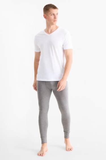 Home - Paquet de 2 - pantalons llargs interiors - canalé fi - gris