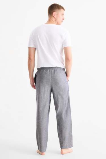 Heren - Set van 2 - flanellen pyjamabroek - met patroon - donkerblauw