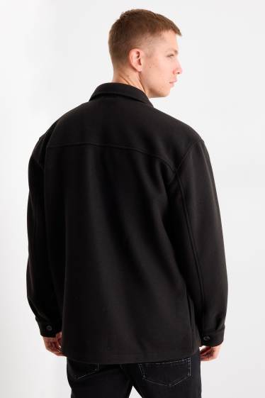 Hommes - Veste-chemise - relaxed fit - col kent - noir