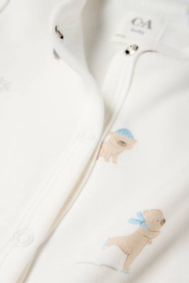 Baby Jungen - Pinguin, Bärchen und Häschen - Baby-Schlafanzug - cremeweiss