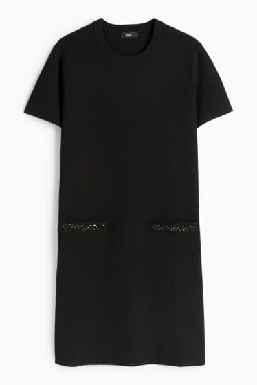 Damen - Strickkleid - Straight Fit - schwarz