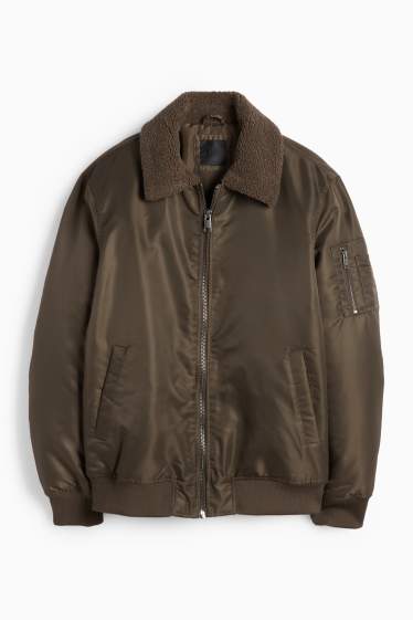Men - Bomber jacket - lined - dark green