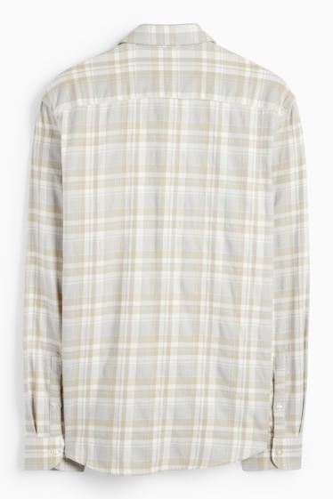 Herren - Flanellhemd - Regular Fit - Kent - kariert - hellgrau