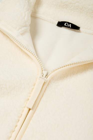 Women - Teddy fur zip-through sweatshirt - cremewhite