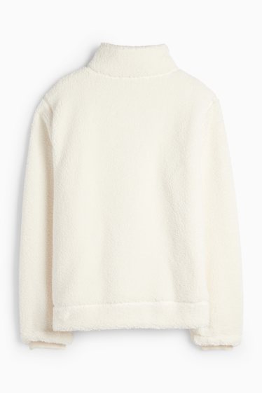 Women - Teddy fur zip-through sweatshirt - cremewhite