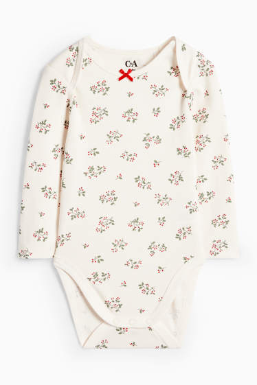 Baby Mädchen - Mistelzweig - Weihnachts-Baby-Body - cremeweiss