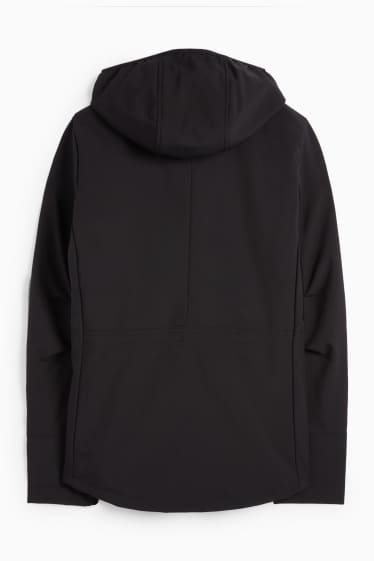 Dames - Softshelljas met capuchon - waterafstotend - 4 Way Stretch - zwart