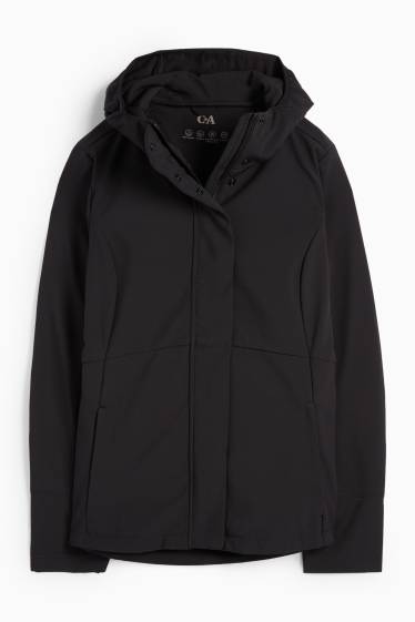 Dames - Softshelljas met capuchon - waterafstotend - 4 Way Stretch - zwart