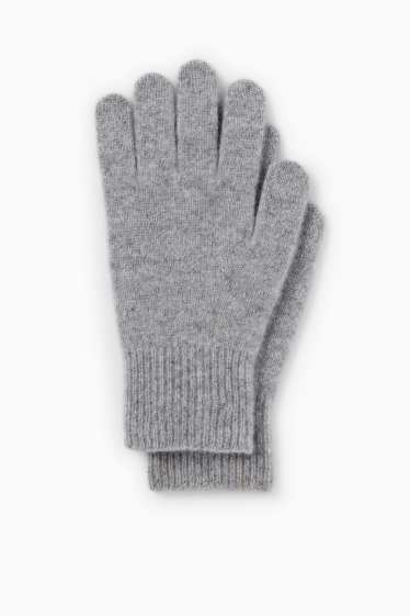 Damen - Kaschmir-Handschuhe - grau
