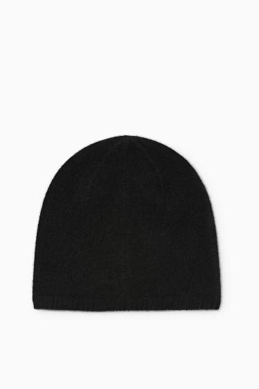 Damen - Kaschmir-Beanie - schwarz
