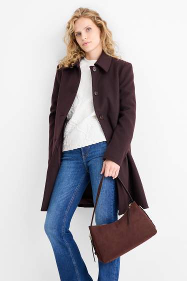 Femmes - Sac d’épaule - faux suède - marron foncé