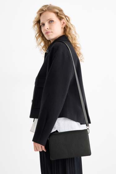Donna - Borsa a tracolla con spallaccio staccabile - similpelle - nero