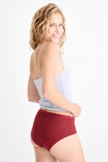 Women - Multipack of 3 - knickers - dark red