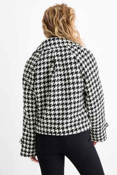 Damen - Jacke - kariert - schwarz / weiß