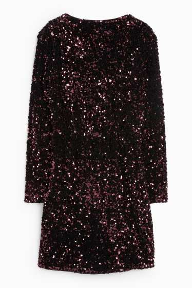 Dámské - Pajetkové bodycon šaty - bordeaux