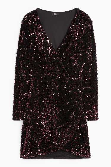 Dámské - Pajetkové bodycon šaty - bordeaux