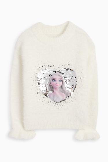 Enfants filles - La Reine des Neiges - pull - blanc crème
