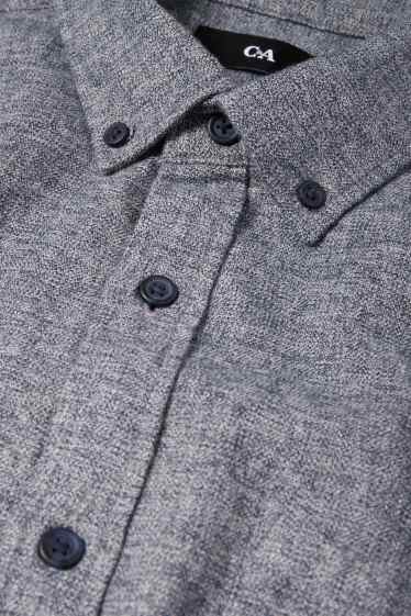 Men - Shirt - regular fit - button-down collar - dark blue-melange