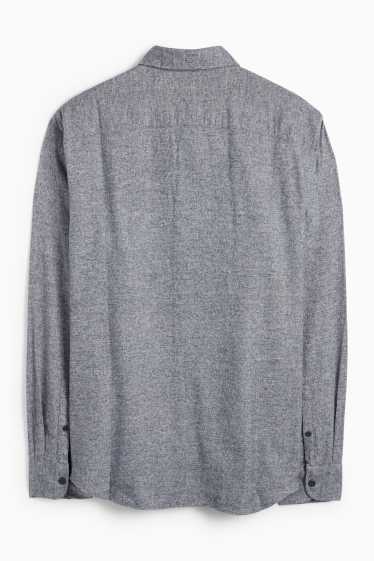 Men - Shirt - regular fit - button-down collar - dark blue-melange