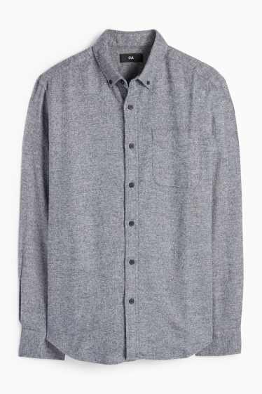 Men - Shirt - regular fit - button-down collar - dark blue-melange