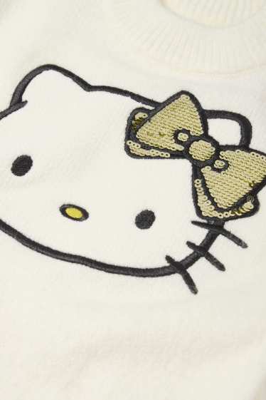 Enfants filles - Hello Kitty - ensemble - robe en maille, sac et collants - blanc crème