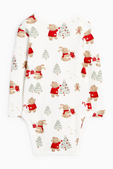 Neonati - Orsacchiotto e albero di Natale - body natalizio per neonati - bianco