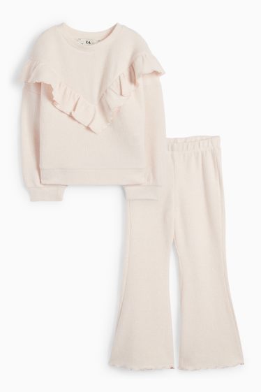 Kinder Mädchen - Set - Pullover und Flared Leggings - gerippt - 2 teilig - hellrosa