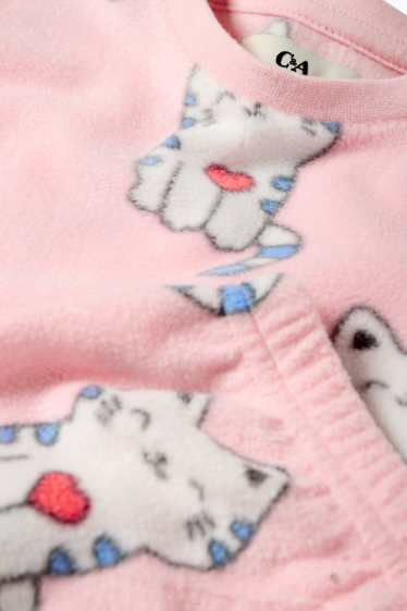 Kinder Mädchen - Katze - Winterpyjama - 2 teilig - rosa