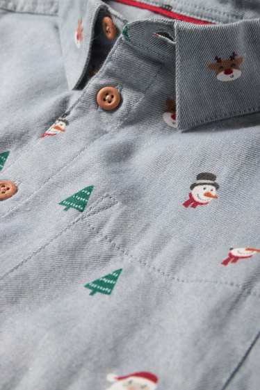 Enfants garçons - Chemise de Noël - à motif - gris clair