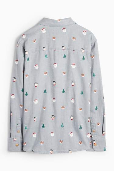 Enfants garçons - Chemise de Noël - à motif - gris clair