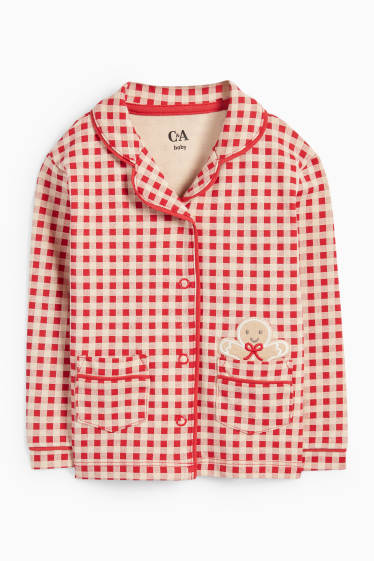 Unisex - Taaitaaipop - babypyjama vor de kerst - 2-delig - geruit - rood / beige